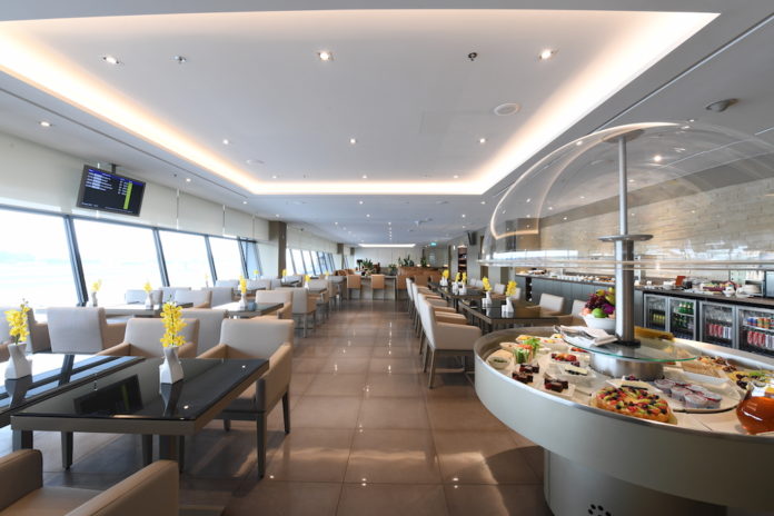 Dining area of the Emirates First and Business Class lounge (edited)